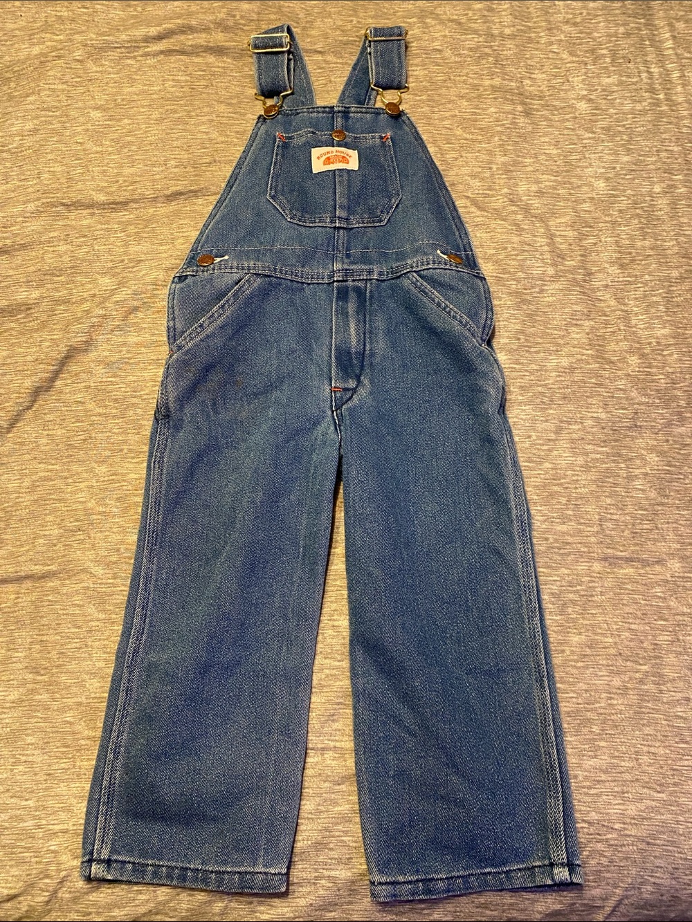 Round House Toddler‎ Bib Overalls Denim Sz 4T Made in USA Farmer Rancher Cowboy